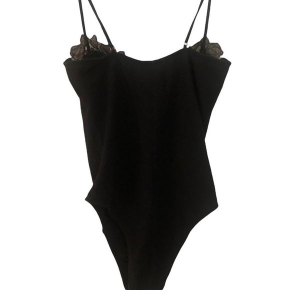 Victoria Secret Black Lace Trim Cami Body Suit‎ Medium - Picture 2 of 5